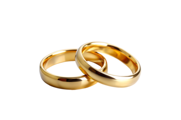 Intertwined Gold Wedding Bands on Transparent Background - Symbolizing Love, Unity, and Commitment