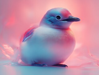 A stylized bird with soft pastel colors, creating a dreamy and artistic atmosphere.