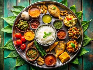 Vibrant Bengali Thali: A Culinary Journey Through Bengal's Flavors