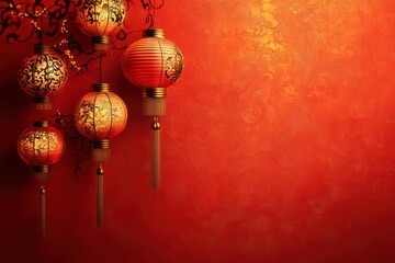 A celebratory 2025 New Year wallpaper with a golden snake, Chinese patterns, and elegant lantern decorations.