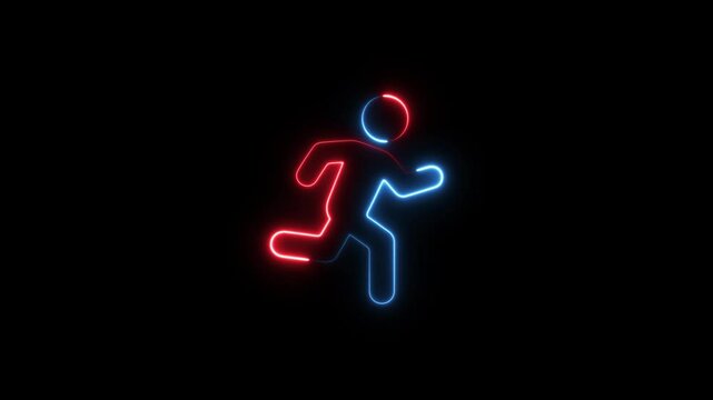 run fast icon animation on black background. Icon of a man running motion. Running man simple 4k video footage.
