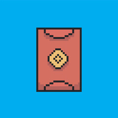 chinese new year envelope pixel art, vector illustration on isolated background.