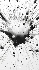 Dynamic Black Ink Exploding Abstract Digital Painting Illustration. AI Generated
