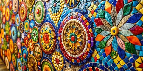 Vibrant Colorful Mosaic Wall Art Abstract Background Texture