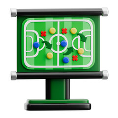 3D Render of Soccer Strategy Board:  Game Plan, Tactics, and Team Formation Visualization