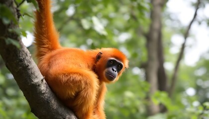 Obraz premium Adorable Red Langur Monkey in Lush Green Forest