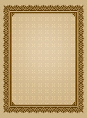 Decorative vintage background with elegant patterns and frame.