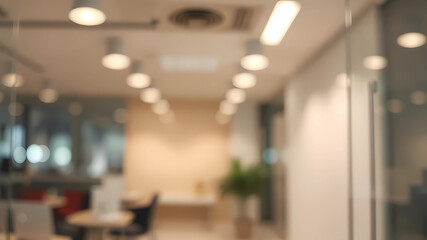 a blurry photo of a glass wall in an office building with a desk and chairs in the background, Enguerrand Quarton, institutional critique, dof, a stock photo