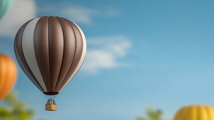 Obraz premium Stunning 3D Render: Hot Air Balloon Gracefully Ascending in a Serene Sky. AI Generated