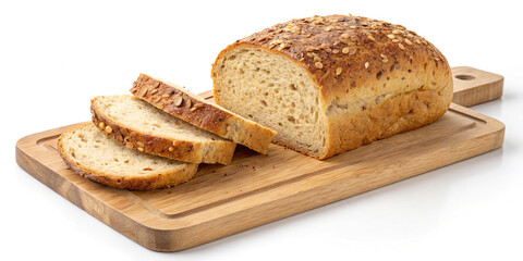 Loaf of Whole Cereal Bread with Two Slices Cut for Culinary Presentation