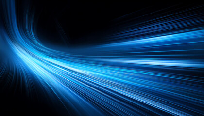 A dynamic blue light streaks across a dark background, creating a sense of motion and energy.