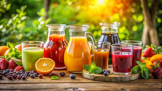 Vibrant Fresh Juice Bar Table - Colorful Summer Drinks