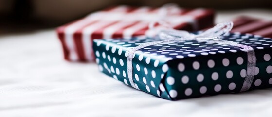 Festive Gift Boxes  Polka Dot   Striped Wrapping  Holiday Presents