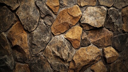 Obraz premium Rough brown stone surface with earthy tones and organic patterns, creating a visually appealing background with room for text or design