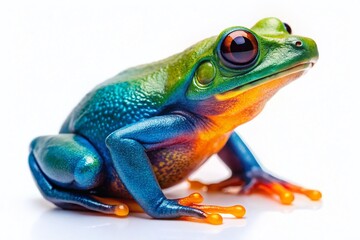 Obraz premium Vibrant Green Frog Isolated, Minimalist Style PNG