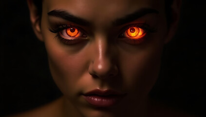 “Extreme Closeup of a Face with a Reflection of Fire in the Eyes” – Intense gaze with fiery reflections in the pupils, symbolizing passion, anger, or destruction.
