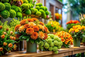 Vibrant Green & Orange Floral Ecommerce Shop Display Mockup