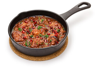 pomegranate chicken in skillet