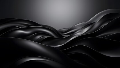 Obraz premium Abstract Black Waves: A Symphony of Darkness and Light