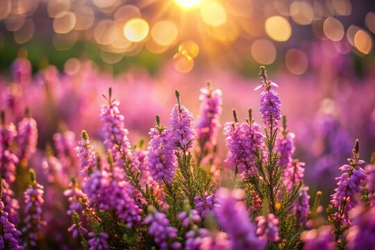 Vibrant Heather Blooms with Bokeh Background - Stunning Purple Flowers Photography