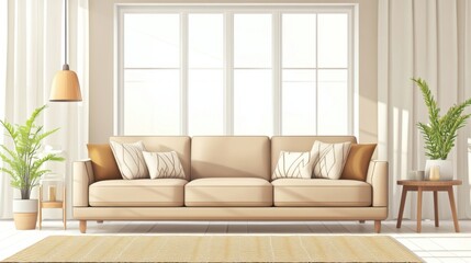 a living room with a couch and a rug