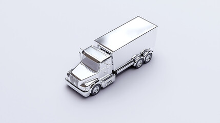 silver colour truck with copy space, clean silver background
