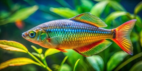 Vibrant Lake Tebera Rainbowfish in Aquarium - Melanotaenia herbertaxelrodi