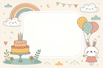 Fototapeta premium cute retro vintage happy birthday illustration background