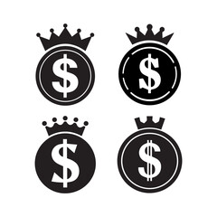 Obraz premium Dollar coin silhouette icon design on white background