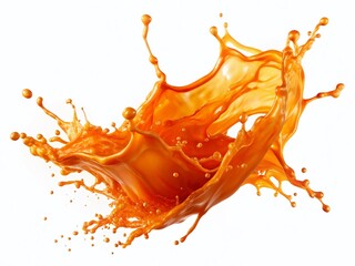 Vibrant Orange Liquid Splash,  White Background,  Abstract Food Photography