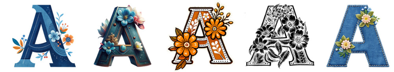 set of alphabet letter "A" isolated on transparent background,&nbsp;cut&nbsp;out,&nbsp;PNG