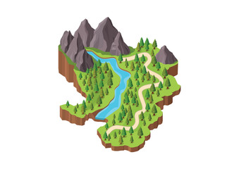 Isometric beautiful natural mountain