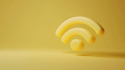 Obraz premium 3D render of a yellow wifi symbol on a yellow background.