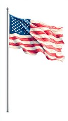 US Flag Waving  Patriotic Illustration  American Symbol  Memorial Day  Independence Day