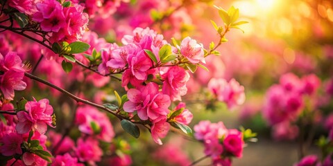 Naklejka premium Vibrant Pink Flowering Bush in Full Bloom - Nature Photography