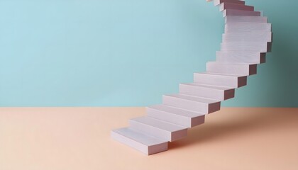 Obraz premium Goal of life, growth and motivation: Abstract staircase spiraling upward, representing personal growth.