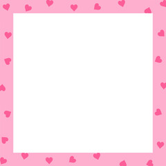 Valentine square frame. Heart patterns on pink frame. Valentines greeting card