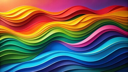 Vibrant Rainbow Paper Cut Waves: Abstract Generative Art Background