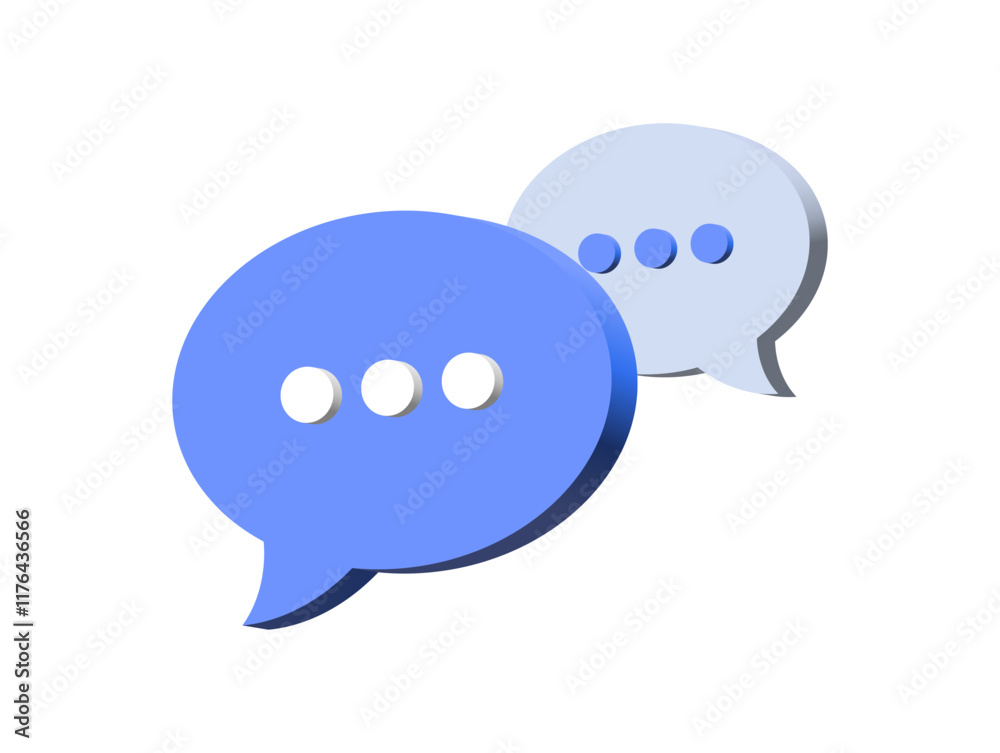 Poster 3d chat icon speech bubble symbol Chat message icons - talk message Bubble chat speech text box icon , social media communication background concept. vector illustration