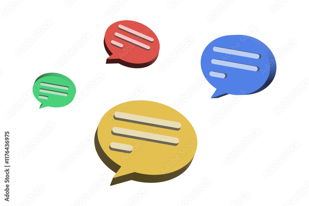 Fototapete 3d chat icon speech bubble symbol Chat message icons - talk message Bubble chat speech text box icon , social media communication background concept. vector illustration