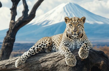 Fototapeta premium Leopard on Stump