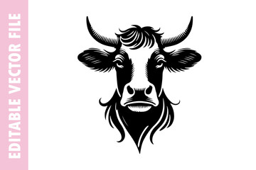 cow head vector silhouette illustration