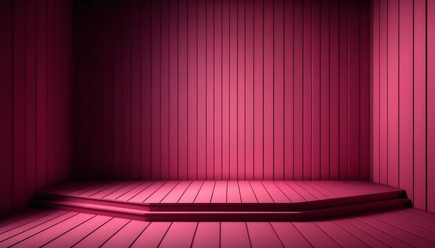 Pink Wooden Platform Stage Room Interior Design