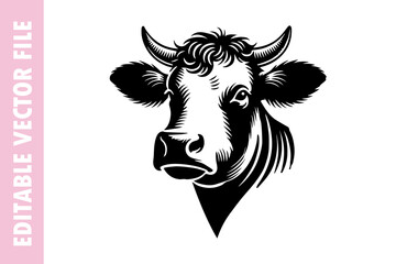 cow on white, cow head vector illustration