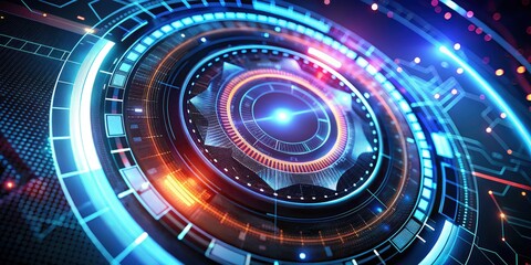 Fototapeta premium Advanced circular HUD design boasts futuristic technology, creating a high-tech heads-up display experience.