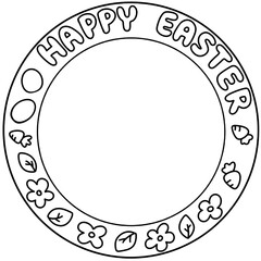 Happy Easter Circle Sign Line Illustration