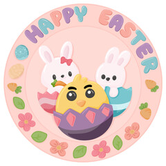 Happy Easter Circle Sign Illustration