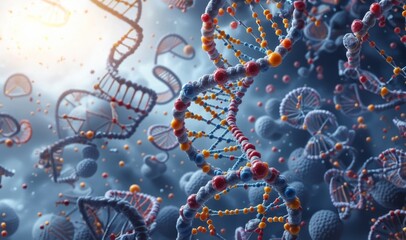 DNA in medicine. DNA molecules on the science. DNA molecule helix spiral. DNA destroyed by harmful chemicals. Biotechnology and genetic concept.