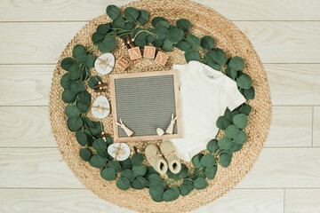 Minimalist pregnancy reveal spring theme, Simple baby announcement spring decor, Minimal rustic...