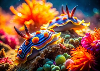 Vibrant Sea Slugs on a Tropical Reef, Underwater Macro Photography